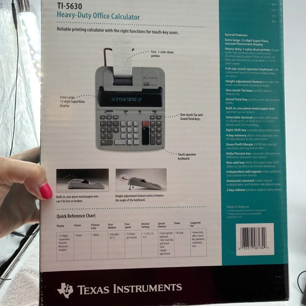 Vintage Texas Instruments TI-5630 12-Digit Printing Calculator Works In Box